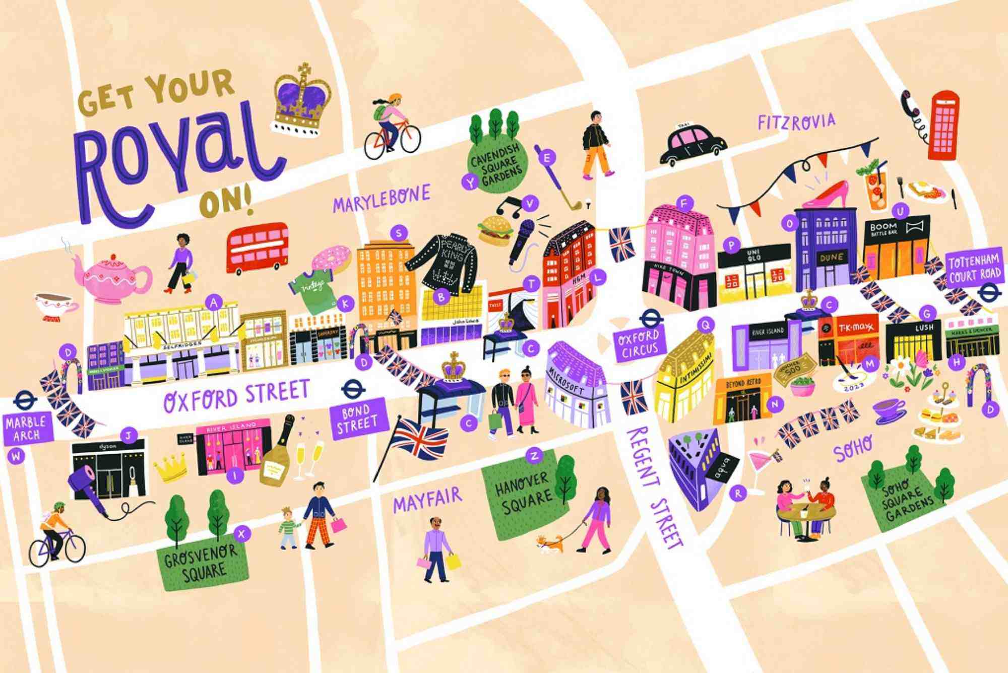 UK London Regent Street And Carnaby Shopping Map