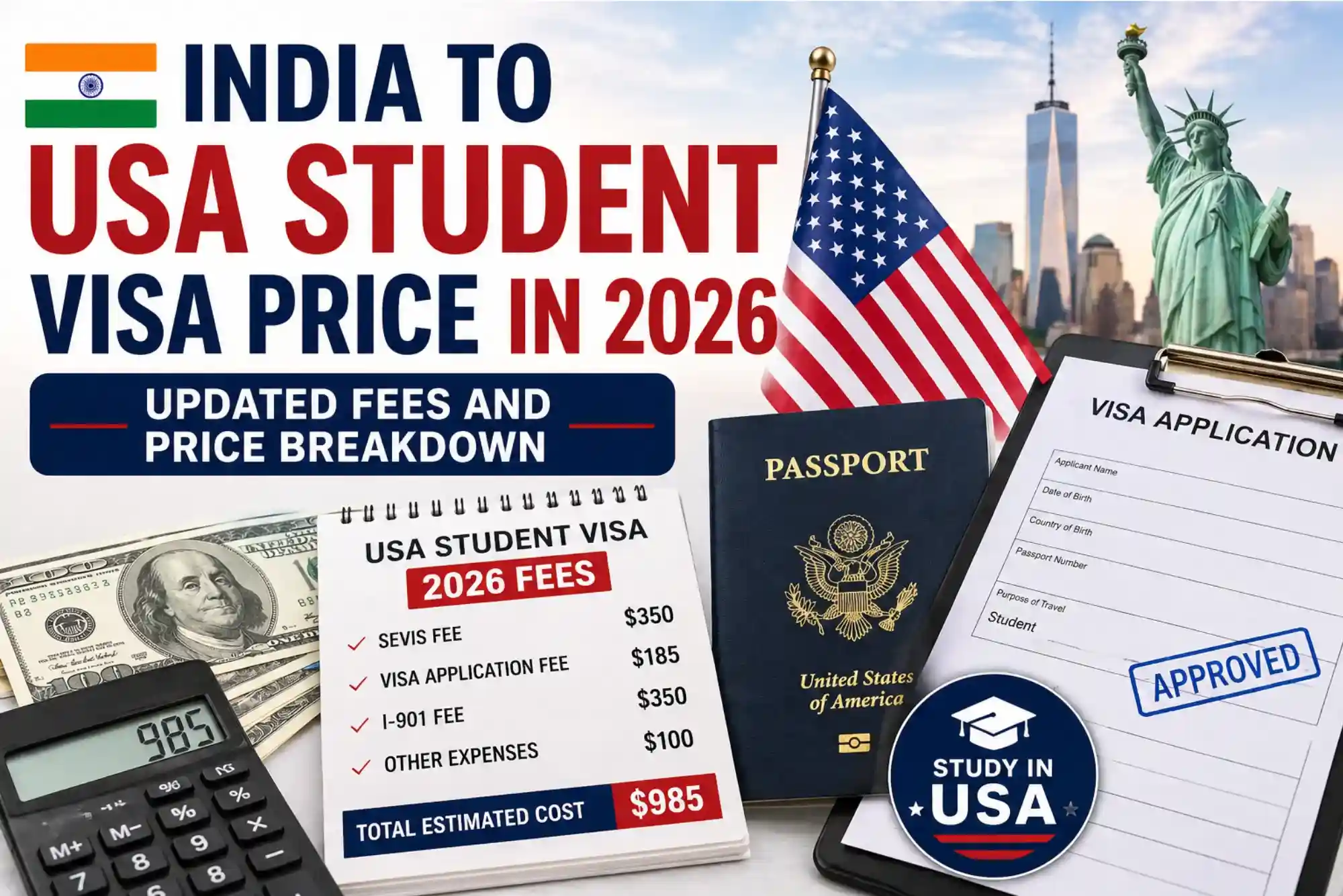 India to USA Student Visa Price in 2026: Updated Fees and Price Breakdown
